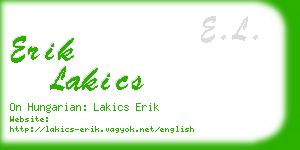 erik lakics business card